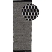 Carpetfine Wollteppich "Mona, auch als Läufer", schwarz-weiß (weiß, schwarz), B:75cm H:5mm L:350cm, Wolle, Teppiche, Wollteppich, 80% Wolle, Wendeteppich aus Wolle/Baumwolle, Wohnzimmer