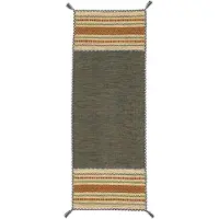 Carpetfine Teppich "Kelim Azizi, auch als Läufer erhältlich", rechteckig, 5 mm Höhe, handgewebt, Baumwolle, Wendeteppich mit Fransen, Fleckerl, Wohnzimmer