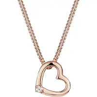 Elli DIAMONDS Silberkette "Halskette Herz Diamant Weiß Brillantschliff (0.015 ct) 925 Sterling Silber" Gr. 45, rosa (rosegold), Halsketten, Damen, Silber 925 (Sterlingsilber), Silberkette