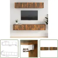 The Living Store 5-tlg. TV-Schrank-Set Räuchereiche Holzwerkstoff