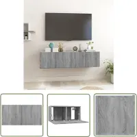 The Living Store TV-Wandschrank Grau Sonoma 2 Stk. 60x30x30 cm Holzwerkstoff