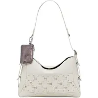 Desigual Beige Damenhandtasche mit Patch, abnehmbarem Gurt und Münzbeutel
