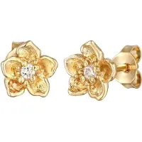 Elli Paar Ohrstecker "Ohrringe Blüte Blume Flower Zirkonia 925 Silber" Gr. 8, gold, Ohrringe, Damen, 8,mit Stein, Silber 925 (Sterlingsilber), Paar Ohrstecker