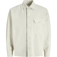 Jack & Jones Langarmhemd "JJEDOVER OVERSHIRT LS SN", Herren, Gr. L, N-Gr, beige (moonbeam), Web, Obermaterial: 100% Baumwolle, unifarben, weit, Hemden Langarmhemd
