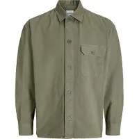 Jack & Jones Langarmhemd "JJEDOVER OVERSHIRT LS SN", Herren, Gr. XL, N-Gr, grün (dusty olive), Web, Obermaterial: 100% Baumwolle, unifarben, weit, Hemden Langarmhemd