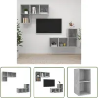 The Living Store TV-Wandschränke 4 Stk. Betongrau Holzwerkstoff