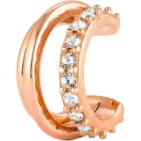 Elli Ohrklemme "Ohrringe Earcuff Single Glas Kristalle Weiß 925 Sterling Silber" Gr. 14, rosa (rosegold), Ohrringe, Damen, 14, Silber 925 (Sterlingsilber), Ohrklemme