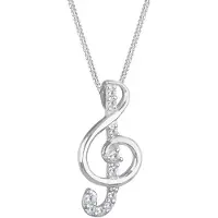 Elli Silberkette "Halskette Notenschlüssel Zirkonia Weiß 925 Sterling Silber" Gr. 45, weiß, Halsketten, Damen, mit Stein, Silber 925 (Sterlingsilber), Silberkette