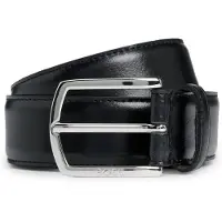 BOSS Ledergürtel "Claus-Tx-St_Sz35", Herren, Gr. 100, schwarz (schwarz 001), Leder, unifarben, Gürtel Ledergürtel, mit Logo-Gravur am Verschluss
