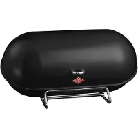 Wesco Brotkasten "Breadboy", schwarz, B:44,3cm H:21cm L:23cm, Stahlblech, Lebensmittelaufbewahrungsbehälter, Brotkasten, klapperfreier Schwenkdeckel / Lüftungslöcher / Griff