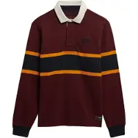 Superdry für Herren. M6010909A PoloVintage Athletic Stripe Rugby kastanienbraun (XXL), Lässig, Baumwolle, Langarm