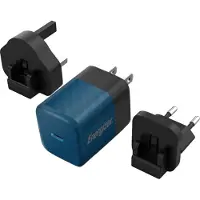 Inny ENERGIZER, GaN 4A USB-C 20W Netzladegerät mit EU/UK/US Steckdosen, Schwarz / Blau