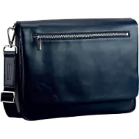 Leonhard heyden Leder Schultertasche Laptoptasche mit Laptopfach Montreal Shoulder Bag Navy dunkelblau