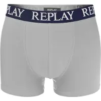 Replay Boxershorts "Boxershort 2er Pack", Herren, Gr. XXL, grau (grau meliert, marineblau), Obermaterial: 95% Baumwolle CO. 5% Elasthan EL., Unterhosen Boxershorts