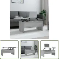 The Living Store Couchtisch Grau Sonoma 102x50,5x46,5 cm Holzwerkstoff