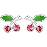 Elli Paar Ohrstecker "Ohrringe Kinder Kirsche Glas Kristalle Rot 925 Sterling Silber" Gr. 7, silber, Ohrringe, Damen, 7, Silber 925 (Sterlingsilber), Paar Ohrstecker