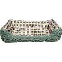 LEGO Inny, Hundebett aus weichem Cord 75 cm Größe L, kuschelig & weich, Grün