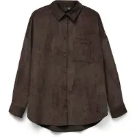 Vero Moda Hemdbluse "VMSANNE COURDEROY LS SHIRT WVN GA NOOS", Damen, Gr. S, braun (chocolate torte), Cord, Obermaterial: 90% Polyester, 8% Nylon, 2% Elasthan, unifarben, Po-bedeckend, Blusen Hemdbluse
