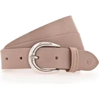 Tamaris Ledergürtel "Clara Silver", Damen, Gr. 75, grau (taupe), Rindsleder, unifarben, Basic, Gürtel Ledergürtel, mit glänzender silberfarbener Schließe, unifarben, 3 cm breit