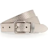Tamaris Ledergürtel "Cara Silver", Damen, Gr. 80, gold (goldfarben), Rindsleder, glänzend, festlich, Gürtel Ledergürtel, mit Metallic-Finish, Topseller