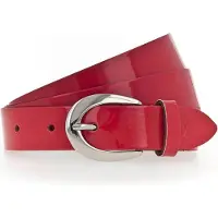 Tamaris Ledergürtel "Carolin Silver", Damen, Gr. 85, rot, Materialmix, unifarben, Gürtel Ledergürtel, weiches Lack-Rindleder mit hochglänzendem Finish
