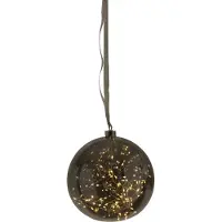 Star Trading LED-Dekokugel Glow aus Glas, Ø 20 cm rauchgrau