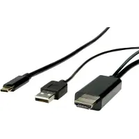 Roline USB Typ C - HDMI + USB A Adapterkabel, ST/ST, 1 m