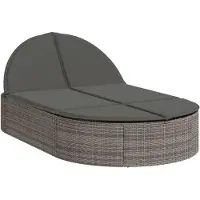 Syfax Doppel-Sonnenliege mit Kissen Grau Poly Rattan