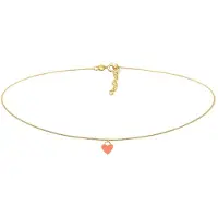 Elli Halskette Choker Herz Anhänger Emaille Liebe 925 Silber Elli Orange