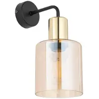TK Lighting Wandleuchte SIERRA GOLD 6664, Schwarz-Gold, E27, Bernstein-Glas