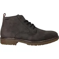 Rieker Schnürstiefelette , Herren, Gr. 43, Textil, braun (dunkelgrau, braun), Nubukleder, Schuhe Schnürstiefelette, Schnürboots, Workerboots, Profilsohle, mit Anziehlasche