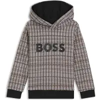 BOSS Kids-Fleece-Hoodie aus Baumwoll-Mix mit Print-Muster Grösse 114