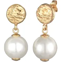 Elli Paar Ohrstecker "Ohrringe Muschelkernperle Plättchen 925 Silber vergoldet" Gr. 30, gold, Ohrringe, Damen, 30, ohne Stein, Silber 925 (Sterlingsilber), Paar Ohrstecker