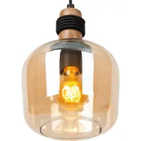 Lucide Pendelleuchte Ilona, Glas, Ø 18 cm, schwarz/amber, 1-flammig