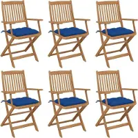 Syfax Klappbare Gartenstühle 6 Stk. mit Kissen Massivholz Akazie
