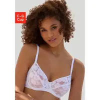LASCANA Bügel-BH , Damen, Gr. 80, Cup F, weiß, Mesh, Obermaterial: 87% Polyamid, 9% Elasthan, 4% Polyester, BHs Bügel-BH, aus zarter, elastischer Jacquardspitze und feinem Mesh, sexy Dessous, Topseller