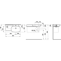 Laufen INO Waschtisch, 1 Hahnloch, ohne Überlauf, Keramikablage links, 900x450mm, H8133017161111, Farbe: Schwarz Matt