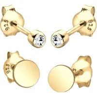 Elli Ohrstecker-Set "Ohrringe Plättchen Ohrstecker Set 925 Silber, mit Kristallen von Swarovski" Gr. 5, gold, Ohrringe, Damen, 5, Silber 925 (Sterlingsilber), Ohrstecker-Set