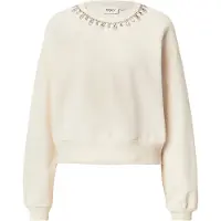 ONLY Sweatshirt "ONLJETT L/S O-NECK EMB. BOX SWT", Damen, Gr. M, beige (birch detail:embellishment), Sweatware, Obermaterial: 60% Baumwolle, 40% Polyester, unifarben, Rundhals, Sweatshirts Sweatshirt