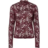 Y.A.S. Damen Tops & T-Shirts Yaslacey Ls Lace Top - Bordeaux - Größe M