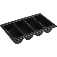 Aps Besteckkasten GN 1/1, System, flach mit 4 Fächern, Besteckbehälter oder Deckel für genormte GN Behälter aus PP, Besteckkasten GN 1/1, schwarz