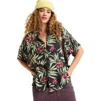 Roxy Kurzarmhemd "Beachy Nostalgia Crinkle", Damen, Gr. M, US-Größen, bunt (phantom wind swept floral crin), 100% Viskose, Hemden Kurzarmhemd