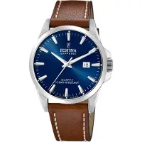 Festina Quarzuhr "Swiss Made", braun (braun, blau, blau), Armbanduhren, Herren, silberfarben, Quarzuhr, Armbanduhr, Herrenuhr, Damenuhr, Swiss Made, Lederarmband, Datum, Topseller