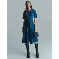 Marella für Damen. 2523226024200 Fagotto Hemdblusenkleid aus Denim (40), Blau, Lässig, Baumwolle, Kurzarm