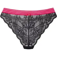 Vivance Tanga , Damen, Gr. 36/38, schwarz, Spitze, Obermaterial: 88% Polyamid, 12% Elasthan, Unterhosen Tanga, aus elastischer Spitze mit modischen Kontrastfarben