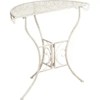 Beliani Balkontisch Hellbeige Eisen 80x36 cm Halbrund Antik-Optik Französisch Romantisch für 2 Personen Garten Outdoor Terrasse Ausstattung Möbel