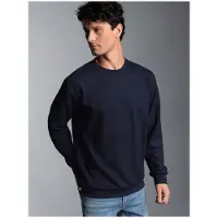 Trigema Sweatshirt "Sweatshirt in Waffeloptik", Herren, Gr. L, blau (navy), Piqué, 100% Baumwolle, Rundhals, Sweatshirts Sweatshirt