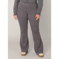 Base Level Curvy Treggings "Allie", Damen, Gr. 44, N-Gr, grau (dunkelgrau), Web, Obermaterial: 65% Viskose, 30% Nylon, 5% Elasthan, unifarben, figurbetont lang, Hosen Treggings, Aktuelle Boocut-Form