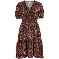 Apricot Minikleid "Mini-Kleid", Damen, Gr. S (36), N-Gr, orange, gewebt, Obermaterial: 100% Viskose CV., geblümt, V-Ausschnitt, Kleider Minikleid, mit Smokdetails und Blumenmuster
