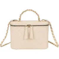Gallantry Paris Gallantry, Gesteppte Vanity-Handtasche für Damen mit Kettenhenkel und Schulterriemen, Beige